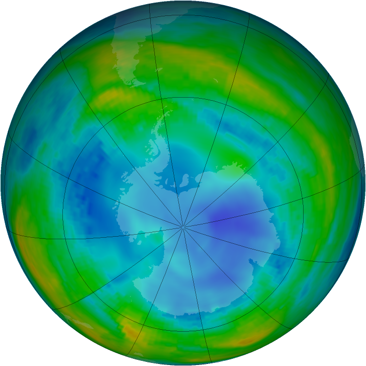 Antarctic ozone map for 06 August 1993